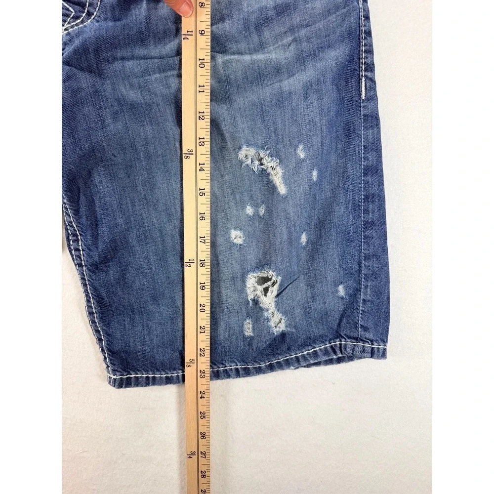 True Religion Surf Denim Distressed Shorts Men's Size 40 Y2K